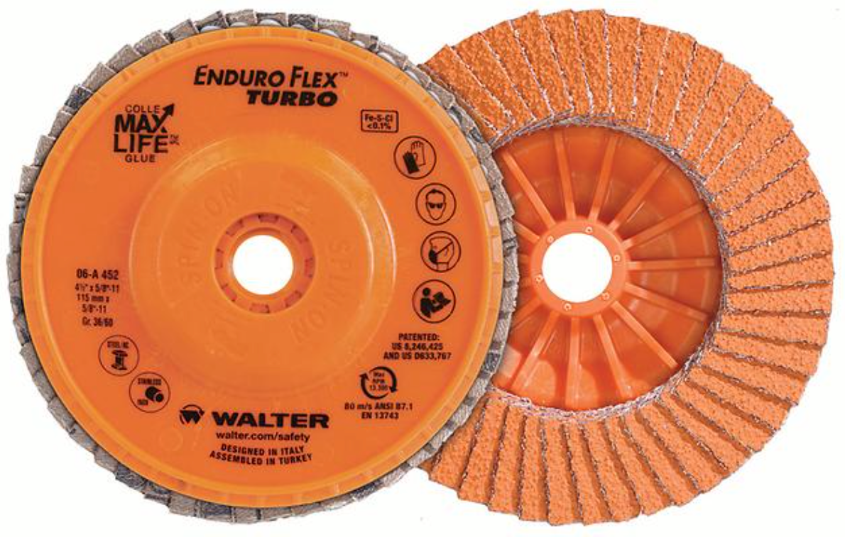 Walter Enduro-Flex Turbo, 4-1/2" x 5/8-11" 36/60 Grit, Type 27S Flap Disc