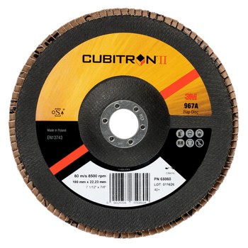 3M Cubitron II 967A, 5" x 7/8" 40+ Grit, T27 Flap disc