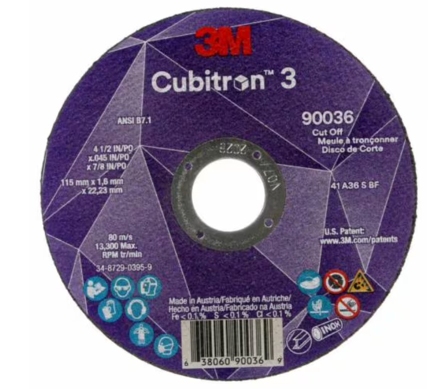 3M Cubitron 3 30400, 4.5" x 0.045" x 7/8", T1 Cut-Off Wheel