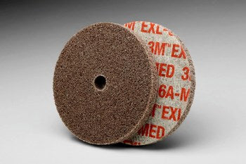 3M EXL, 3" x 1/8" x 1/4" 8A Medium Grit, Scotch-Brite Unitized Deburring Wheel