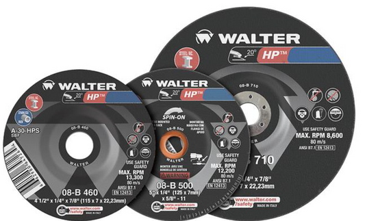 Walter HP, 7" x 1/4" x 7/8", Type 27 Grinding Wheel