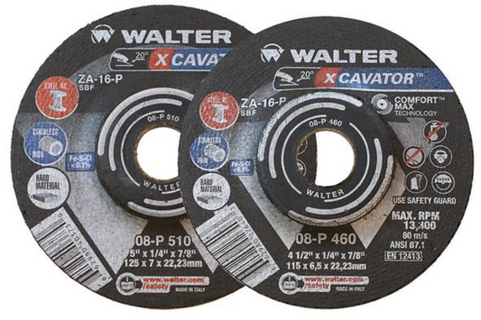 Walter Xcavator XX, 6" x 1/4" x 5/8-11" Hub CA-24 Grit,Type 27 Depressed Center Grinding Wheel