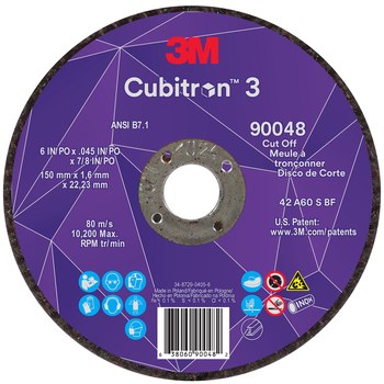 3M Cubitron 3 90048, 6" x 0.045" x 7/8", T27 Cut-Off Wheel