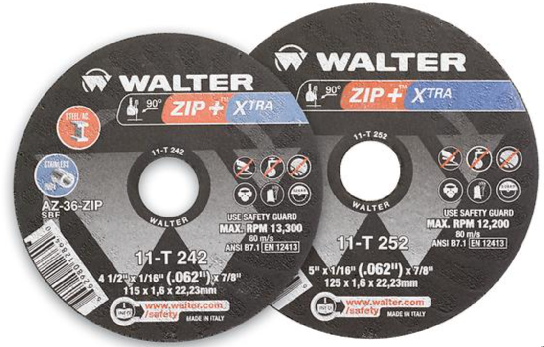 Walter Zip+ Xtra, 4.5" x 1/16" x 7/8" A-36 Grit, Type 1 Angle Grinder Cut-Off Wheel