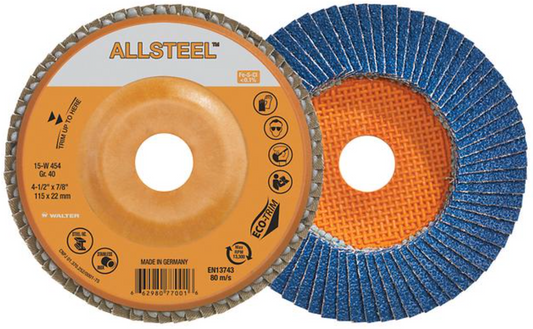 Walter Enduro-Flex, 5" x 7/8" 120 Grit, Type 27 Flap Disc