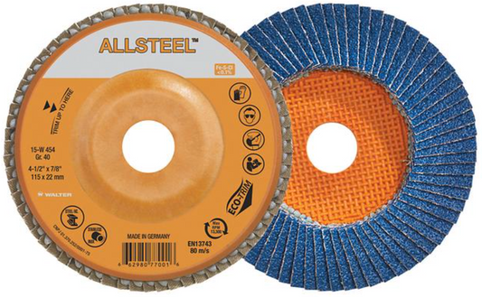Walter Enduro-Flex, 4-1/2" x 5/8-11" 40 Grit, Type 27S Flap Disc