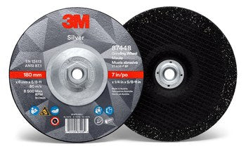 3M Silver, 7" x 1/4" x 5/8-11", T27 Quick Change Depressed Center Grinding Wheel