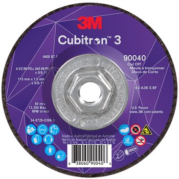 3M Cubitron 3 90040, 4-1/2" x 0.045" x 5/8-11", T27 Cut-Off Wheel