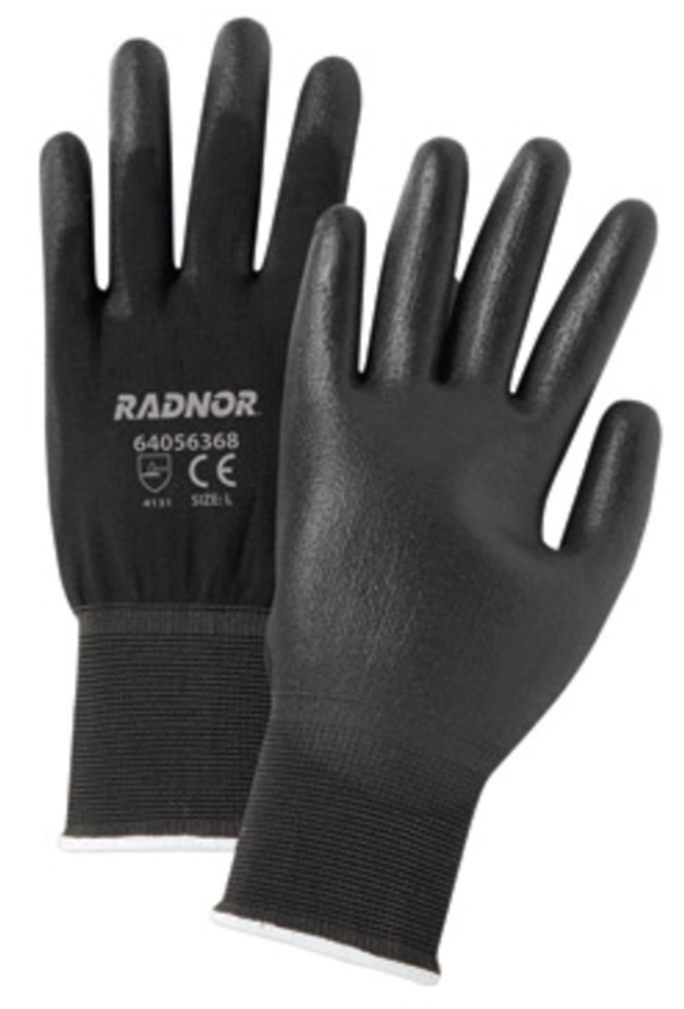 Radnor, 13-Gauge Large, Polyurethane Palm Coated Work Gloves with Nylon Liner and Knit Wrist