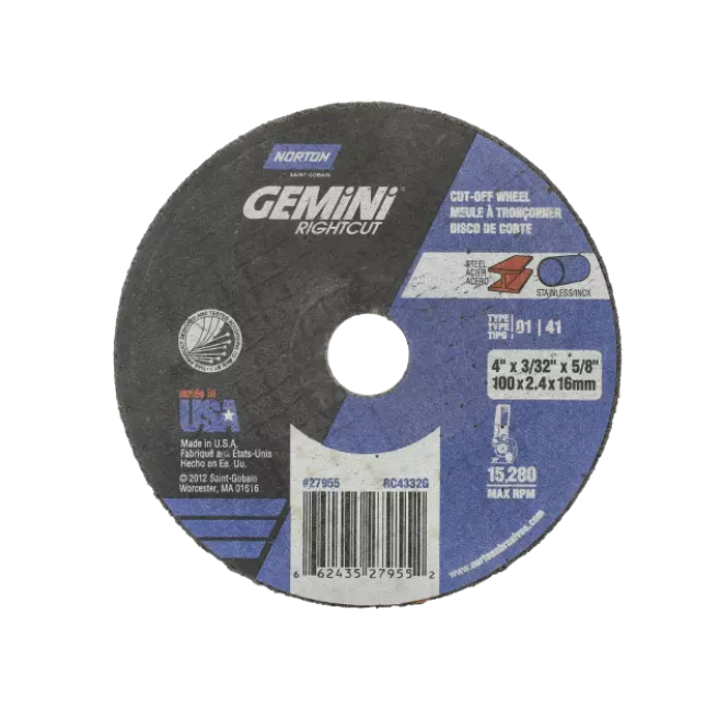 Norton Gemini, 6" x 0.045" x 7/8", Type 01 Small Diameter Reinforced Cut-Off Wheel