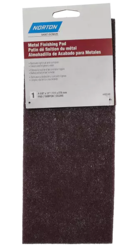 Norton 747, 6" x 9" A/O Very Fine Grit, Maroon Non-Woven Hand Pad