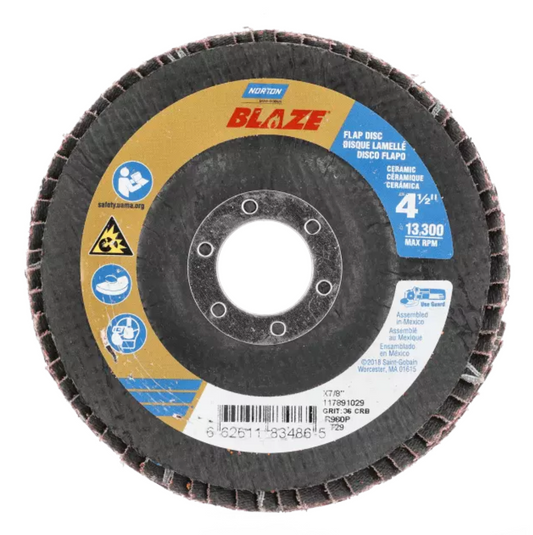 Norton Blaze R980P, 7" x 7/8" 60 Grit, Type 29 Conical Flap Disc