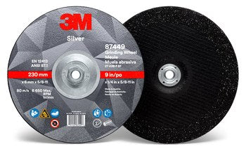 3M Silver, 9" x 1/4" x 5/8-11", T27 Quick Change Depressed Center Grinding Wheel