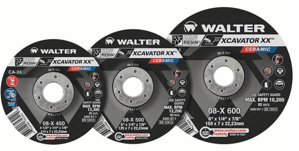 Walter Xcavator XX, 5" x 1/4" x 7/8" CA-24 Grit, Type 27 Depressed Center Grinding Wheel