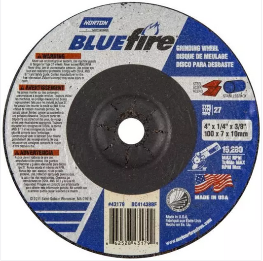 Norton BlueFire, 6" x 1/4" x 7/8", Type 27 Depressed Center Grinding Wheel