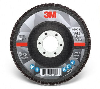 3M 769F, 4-1/2" x 7/8" 40+ Grit, T27 Flap disc