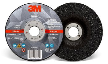 3M Silver, 5" x 1/4" x 7/8", T27 Depressed Center Grinding Wheel